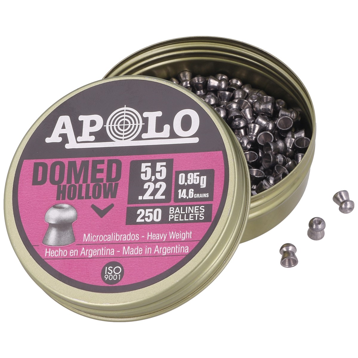 Apolo Domed Hollow 22 5 5mm AirGun Pellets 250 Pcs 0 95g 14 6gr