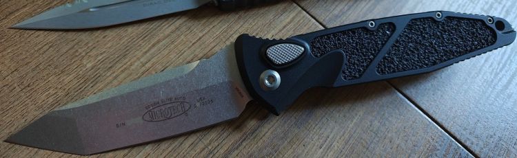 Nóż automatyczny Microtech Socom Elite Auto T/E Black Aluminium, Stonewashed M390 by Tony Marfione (161A-10)