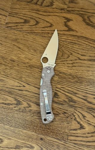 Nóż składany Spyderco Para Military 2 Brown Canvas Micarta, Satin CPM Cru-Wear by Sal, Eric Glesser (C81MPCW2)