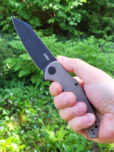 Nóż składany Kubey Flash KU158J Tan G10, Blackwashed AUS-10