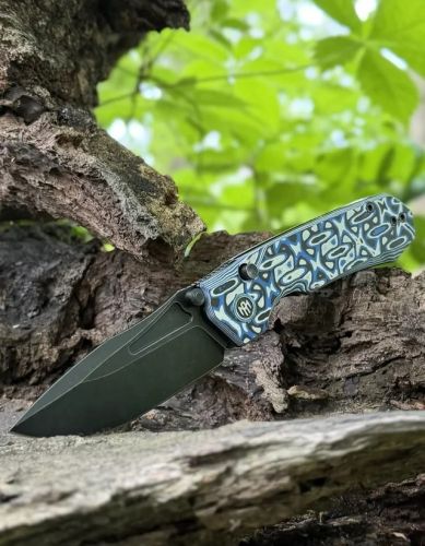 Nóż składany Remette RT-Rhino Blue/White G10, Black Stonewashed D2 (RNGD262)