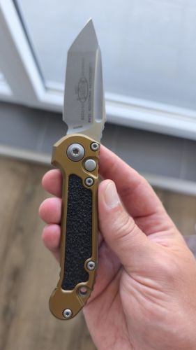 Nóż automatyczny Microtech LUDT Gen III T/E Tan Aluminium, Apocalyptic M390MK by Tony Marfione (1136-10APTA)