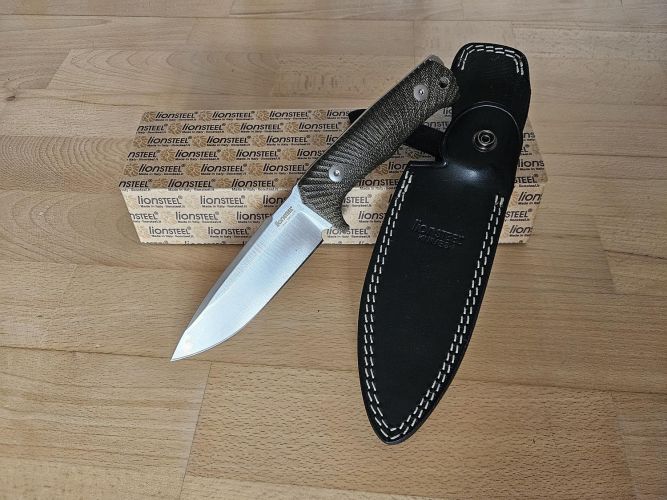 LionSteel Tactical Knife Green Canvas Micarta, Satin Niolox by Molletta (T5 CVG)