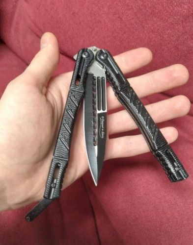 Nóż motylek Martinez Albainox Balisong, Black Finish (02099)