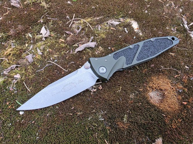 Microtech Socom Elite S/E-M Knife Woodland Green Aluminum, Apocaliptic M390 by Tony Marfione (160-10APWL)