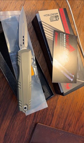 Microtech Luminary ZBP D/E Signature OTF Knife Moss Green Aluminum, Apocalyptic M390MK by Tony Marfione (1270-10APMGS)