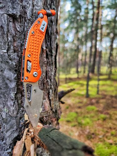 Nóż składany Microtech M-Stitch Ram-Lok S/E Orange Frag Aluminium, Apocalyptic M390MK by Borka Blades and Tony Marfione (169MRL-10APFROR)