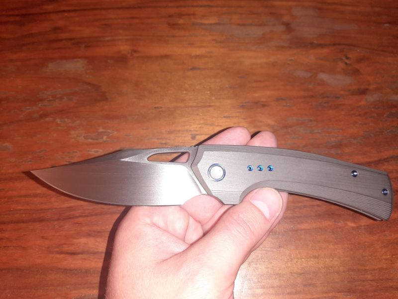 Nóż składany WE Knife Nefaris LE No ???/155 Gray Hand Rubbed Titanium, Hand Rubbed Satin CPM 20CV (WE22040D-1)