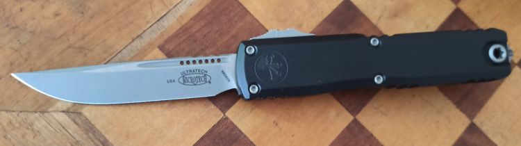 Microtech Ultratech Gen III ZBP S/E OTF Knife Black Aluminum, Apocalyptic M390MK by Tony Marfione (1121-10AP)