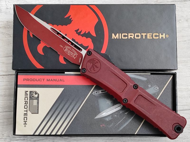 Nóż automatyczny OTF Microtech Combat Troodon Gen III S/E Cerakote Weathered Crimson Aluminium, Cerakote Weathered Crimson M390MK by Tony Marfione (1143-1WCM)