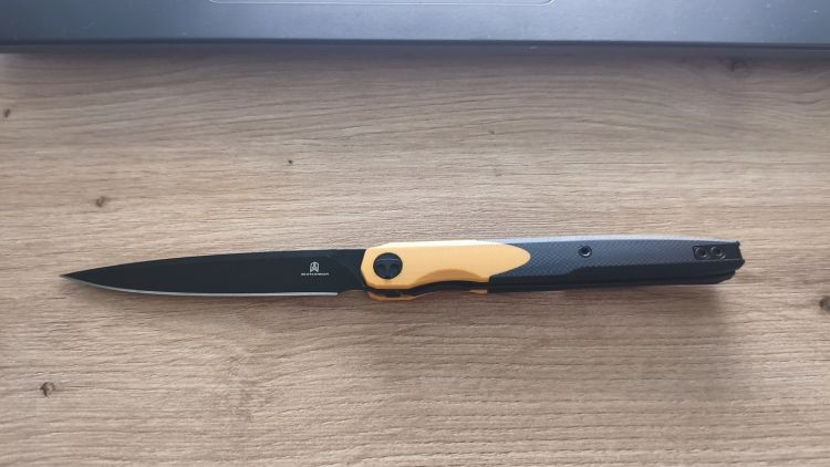 Nóż składany Bestechman Lanza Black/Yellow G10, Black Stonewashed 14C28N by Grzegorz Grabarski (BMK14F)