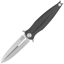 ANV Knife Z400 BB Black Aluminum, Stonewashed Sleipner Folding Knife (ANVZ400-014)