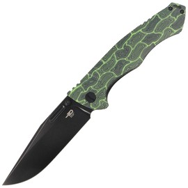 Bestech Keen II Black-Green G10/Titanium, Black Stonewashed CPM S35VN by Koens Craft knife (BT2301E)