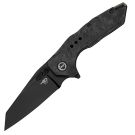 Bestech Nyxie 3 Black Marble Carbon Fiber/Titanium, Black DLC S35VN by Todd Knife and Tool (BT2308D)