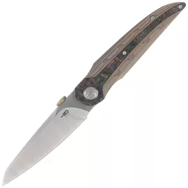 Bestech Prydwen Knife Bronze Titanium/Dark Matter Copper Fat Carbon, Stonewashed/Satin MagnaCut by Kombou (BT2409B)