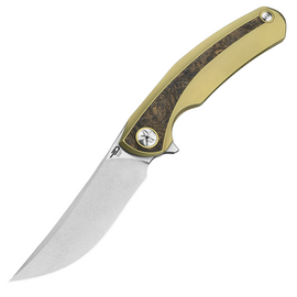 Bestech Sambac Knife Gold Titanium/Dark Matter Gold Fat Carbon, Stonewashed/Satin MagnaCut by Ostap Hel (BT2402A)