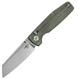 Bestech Slasher Green Micarta, Stonewashed D2 Knife (BG56B-1)