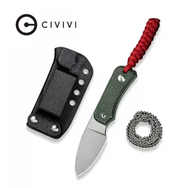 Civivi Baby Banter Fixed Neck Knife Green Canvas Micarta, Stonewashed Nitro-V by Ben Petersen (C23045-2)