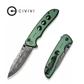 Civivi Hyperpulse Green Aluminum Knife, Damascus (C23087A-DS1)