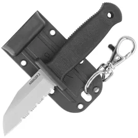 Demko Armiger 2 Shark Foot Black Thermal Plastic Rubber, Satin P/S 4034SS by Andrew Demko Knife (ARM2-4034SS-SF-SERR)