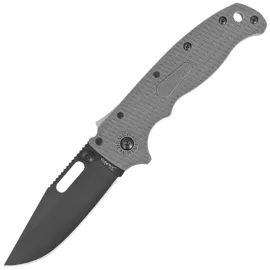 Demko Knife AD20.5 Clip Point Grey Grivory, Black DLC D2 by Andrew Demko (205-D2-CP-DLC)