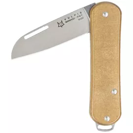 Fox Vulpis Brass, Polished M390 Pocket Knife (FX-VP108 OT)