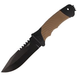 Herbertz Solingen Fixed Knife Coyote Brown Plastic / Rubber, Black Blade (585412)