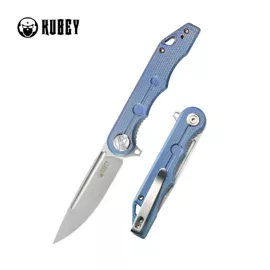Kubey Knife Mizo Blue Micarta, Bead Blasted AUS-10 by Tiguass (KU312O)