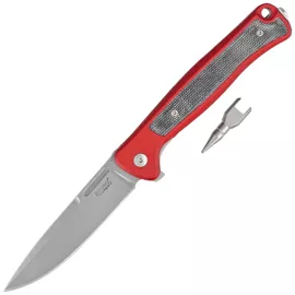 LionSteel Skinny Red Aluminium/Black Canvas Micarta, Stonewashed MagnaCut by Molletta knife (SK01A RS)