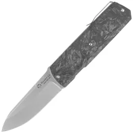 Maserin 410 Silver Black FatCarbon, Satin Elmax by Bruno Bruna Knife (410/N)