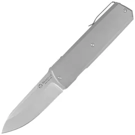 Maserin 410 Silver Grey Titanium, Satin Elmax by Bruno Bruna Knife (410/T)