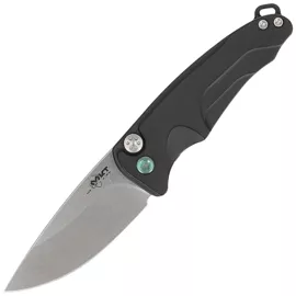 Medford Smooth Criminal Auto Black Aluminium, Green HW/Clip, Tumbled S45VN (MKA0394TQ-42AB-T4C4-Q4)