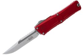 Microtech Combat Troodon Interceptor Gen III Signature OTF Knife Red Aluminum, Stonewashed M390MK by Tony Marfione (1217-10RDS)