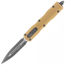 Microtech Dirac D/E Tan Aluminum OTF Knife, Black DLC M390 by Tony Marfione (225-1TA)