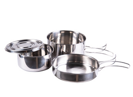 Mil-Tec Stainless Steel Cook Set, 4 Pieces (14648100)