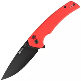 Sencut Serene Red Aluminium, Black Stonewashed D2 knife (S21022B-2)
