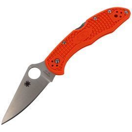 Spyderco Delica 4 FRN Orange Flat Ground PlainEdge Knife (C11FPOR)