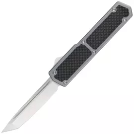TacKnives TAKCOM Vigor V2 Carbon Fiber / Grey Aluminum, Satin 154CM OTF automatic knife