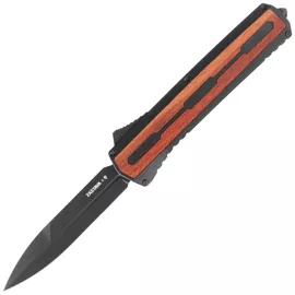 Tekto A7 Zastava S/P Black Aluminum/Red Wood OTF Knife, Black CPM S35VN