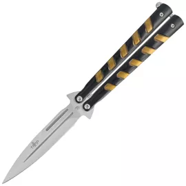 Third Balisong Black / Bronze Stainless Steel, Satin 420 Butterfly Knife (16100Y)