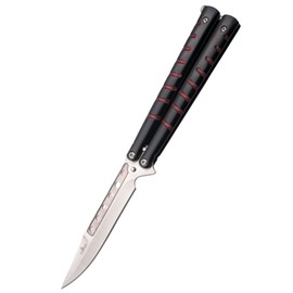 Third Decor Habitat Balisong Black/Red Stainless Steel, Satin 420 Butterfly Knife (16071R)