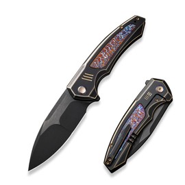 WE Knife Hyperactive Black/Flamed Titanium, Black Stonewashed Bevels/Black Brushed Vanax (WE23030-4)