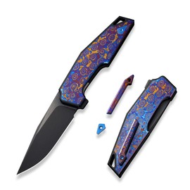 WE Knife OAO (One And Only) Black Titanium/Timascus, Black Stonewashed Bevels/Black Brushed CPM 20CV by Tashi Bharucha (WE23001-4)