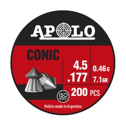 Apolo Conic AirGun Pellets .177/4.5 mm, 200 pcs, 0.46g/7.1gr (20005)