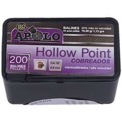 Apolo Hollow Point Copper AirGun Pellets .22/5.5 mm, 200 pcs 1.15g/18.0gr (19991)