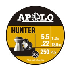 Apolo Hunter AirGun Pellets, .22/5.52mm, 250 pcs 1.20g/18.5gr (19971-2)