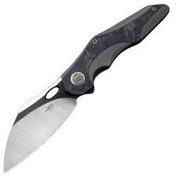 Bestech Nogard Grey Titanium/Black Blue Marbled Carbon Fiber, Satin/Black Stonewashed M390 by Kombou Knife (BT2105A)