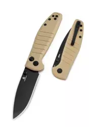 Bestechman Goodboy Jr. Khaki G10, Black PVD D2 by Keanu Alfaro knife (BMK10F)