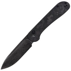 CIVIVI Knife Elementum Button Lock Marble Carbon Fiber Black, Black Damascus (C2103DS-3)