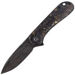 CIVIVI Knife Elementum Flipper Shredded Carbon Fiber / Golden Shred, Black Damascus (C907C-DS1)